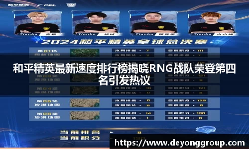 和平精英最新速度排行榜揭晓RNG战队荣登第四名引发热议